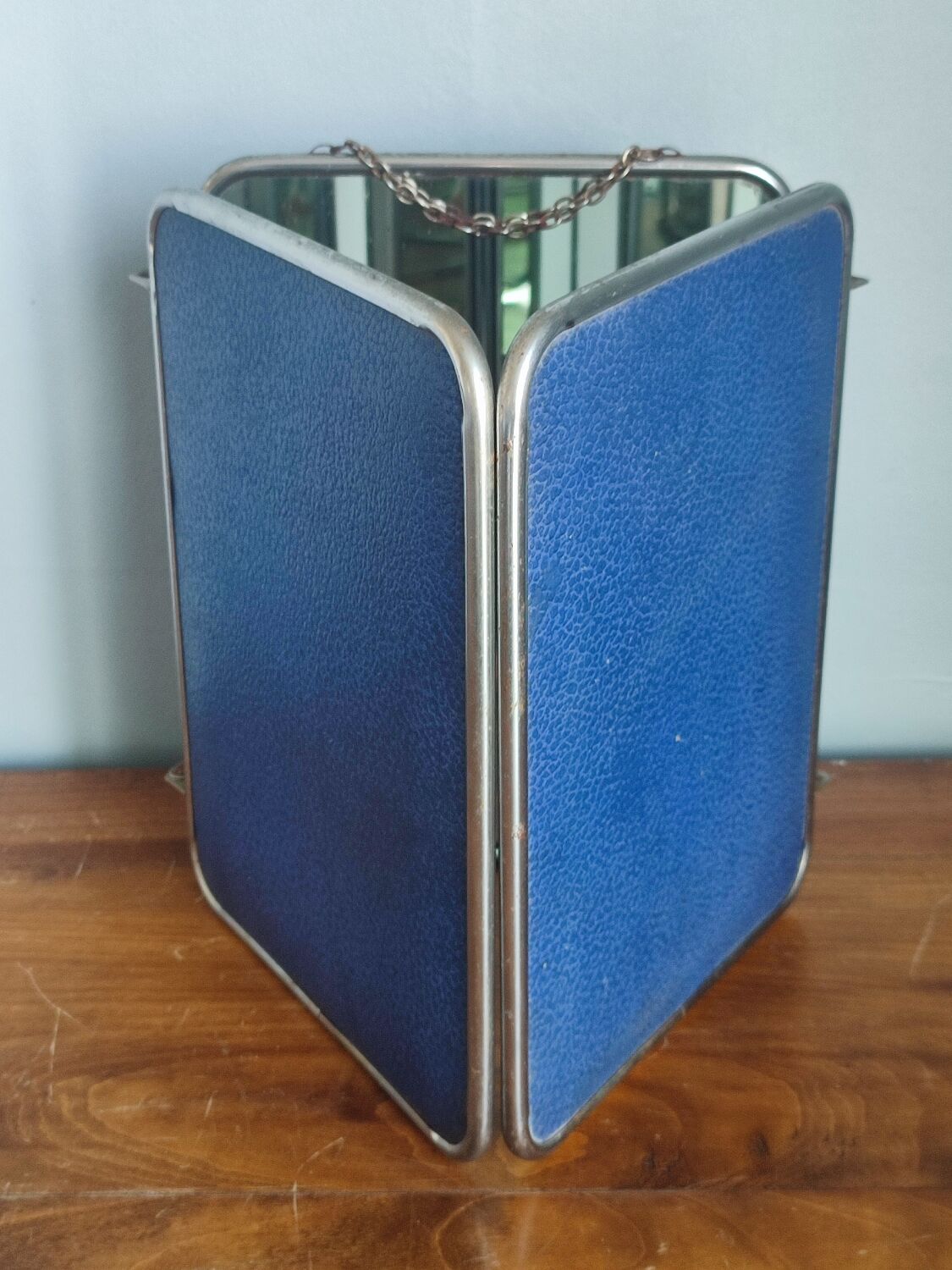 Vintage folding triptych barber mirror