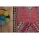 Tapis couloir vintage turc fait main en laine et coton rose des années 1970 104x358