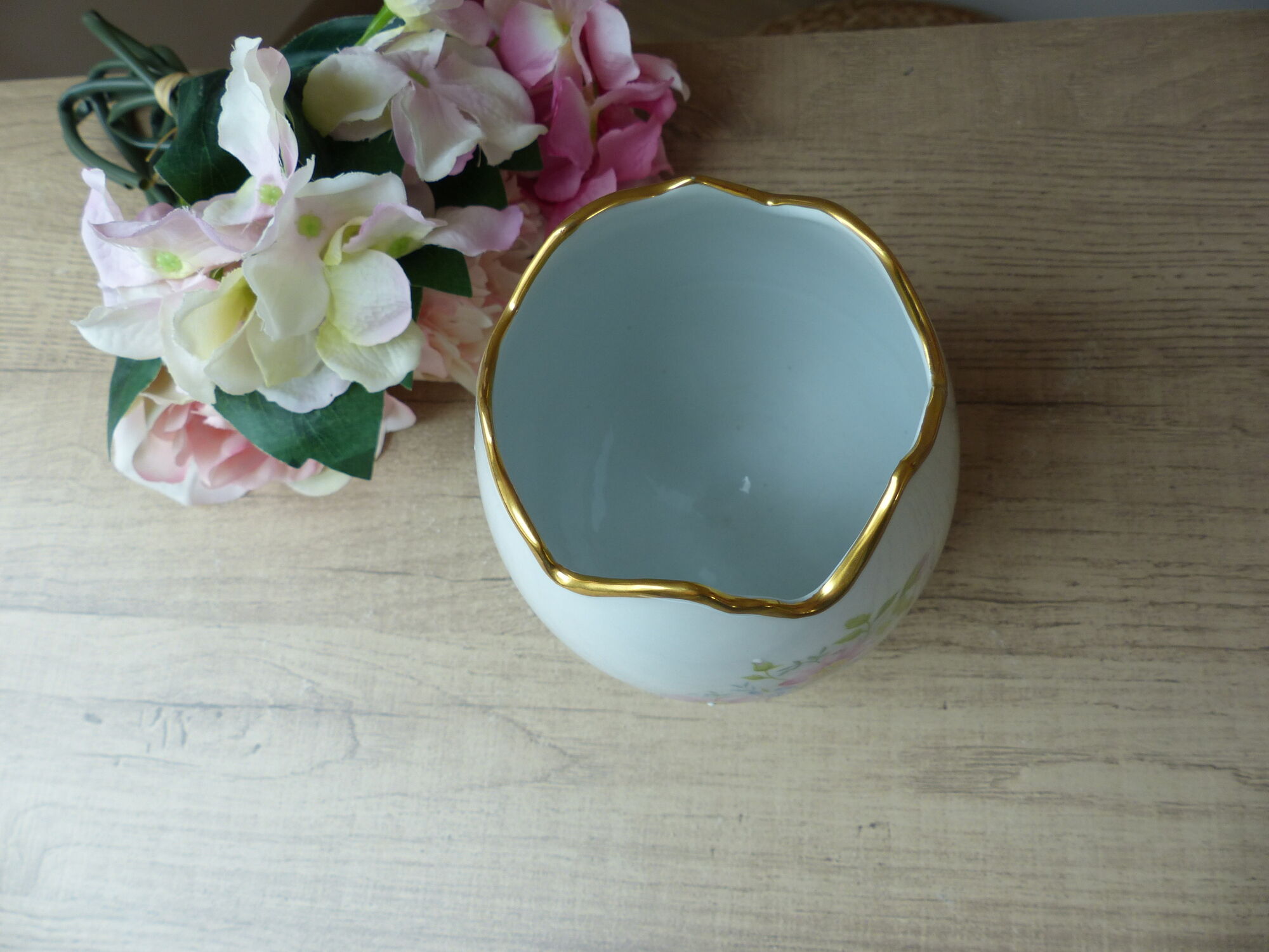 Old Tripod Egg Vase Genuine Limoges Porcelain, Large Limoges Egg