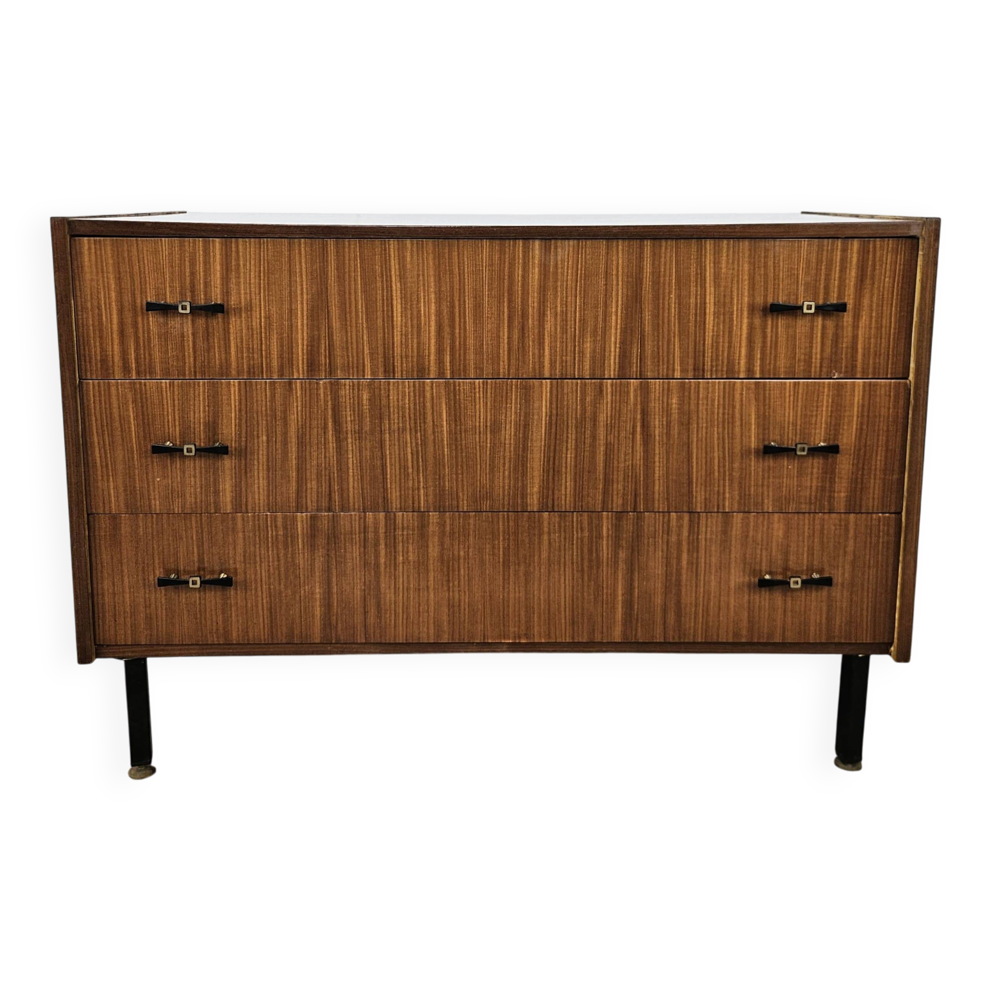 1960s teak three-drawer chest of drawers