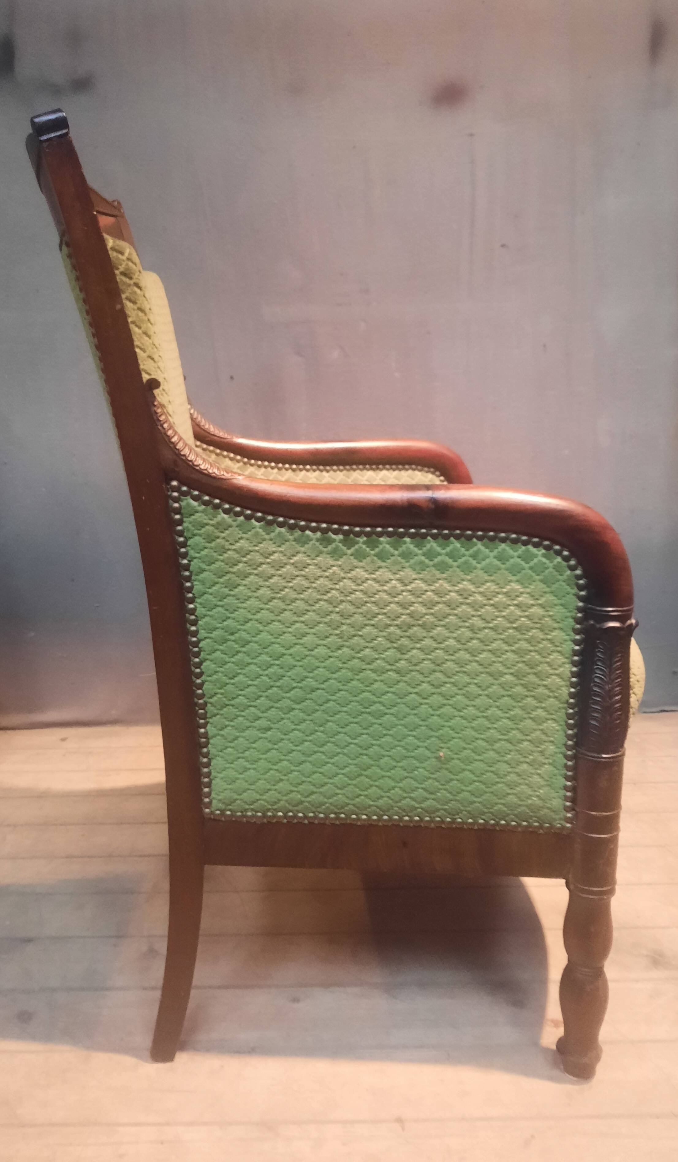 Empire period bergère in mahogany