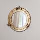 Porthole mirror in gilded brass, marine mirror