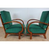 Pair of Artdeco restored armchairs by Jindrich Halabala