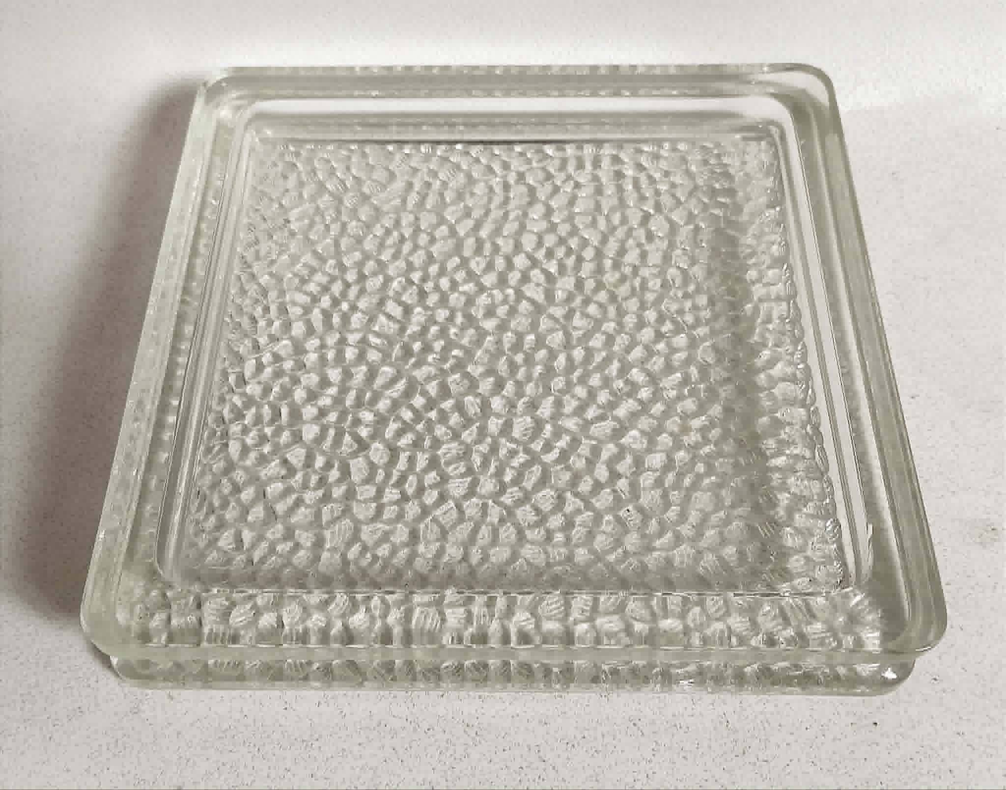 Nevada catch-all tray 1950s moulded glass Saint Gobain 20 x 20 cm
