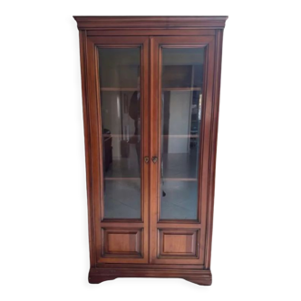 Armoire vitrine en merisier massif