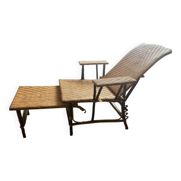 Chaise longue en rotin