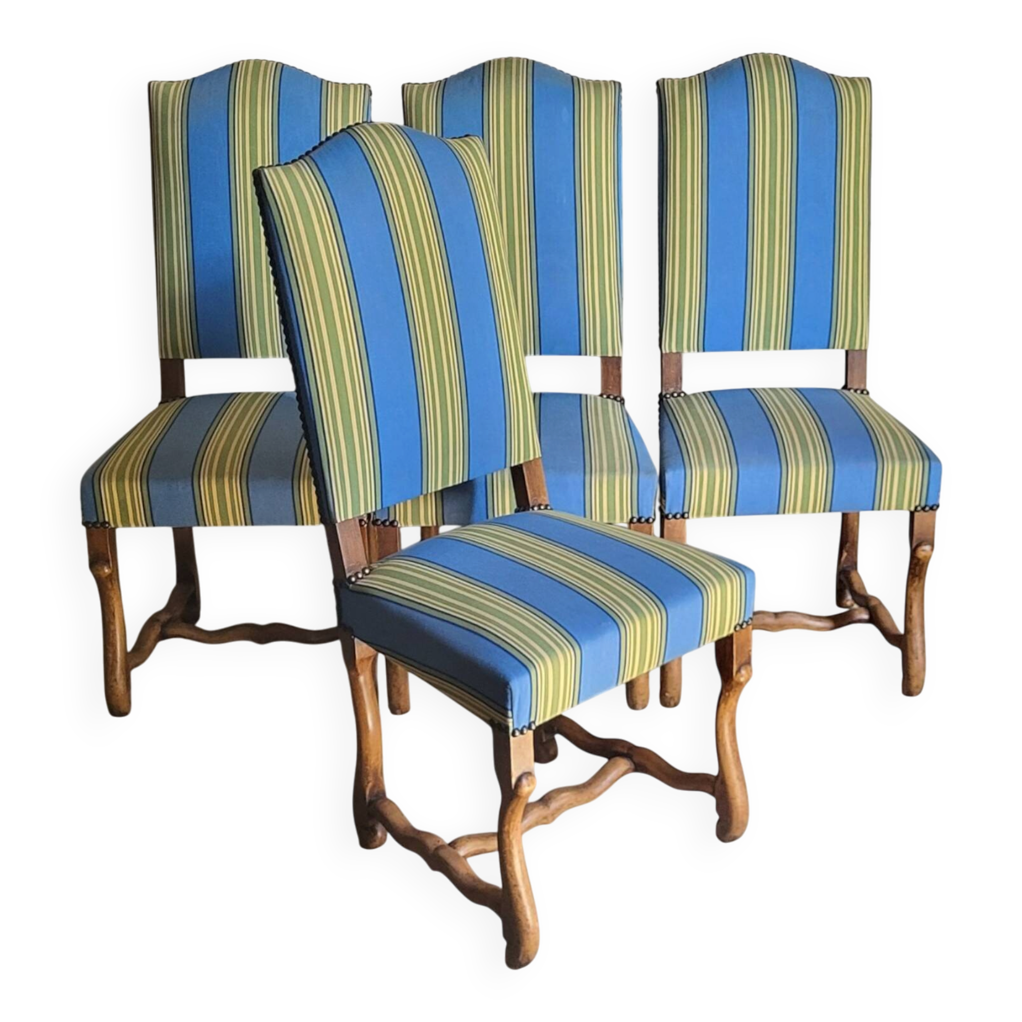 4 sheep bone chairs, Louis XIII style