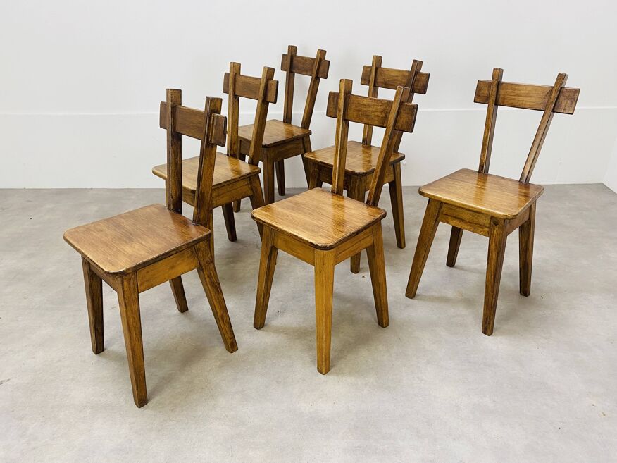 Lot de 6 chaises bois massif Barettes