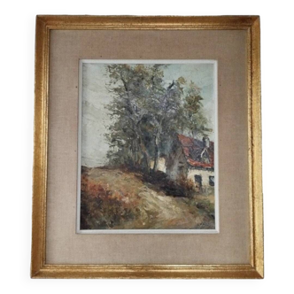 Landscape painting with knife painting signed
