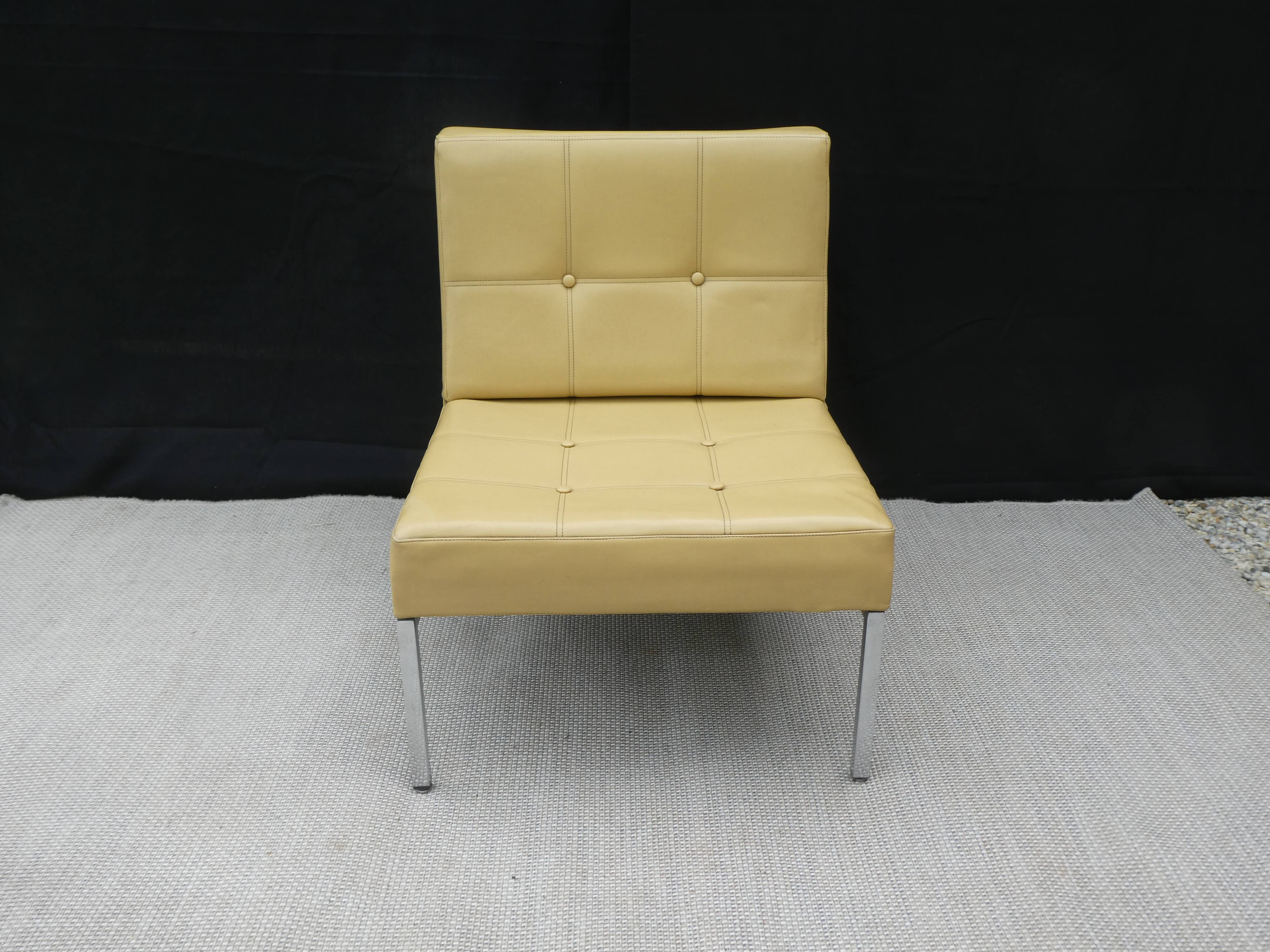 Low chair in Skai and chrome, Mobilier International