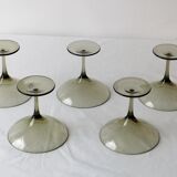 Set de 5 coupes en verre fumé