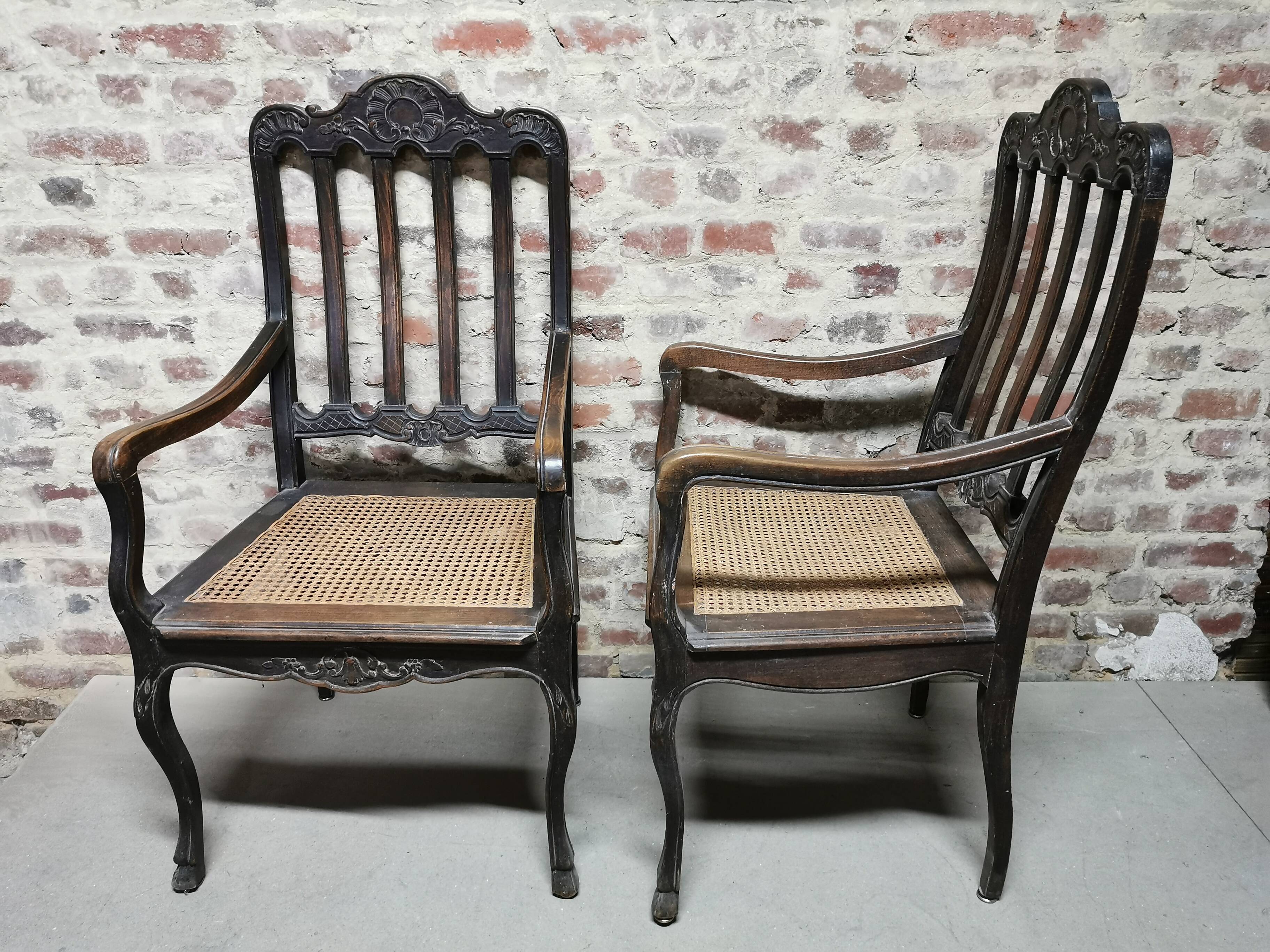 Paire de Fauteuils Cannés anciens , Style Louis XV / régence