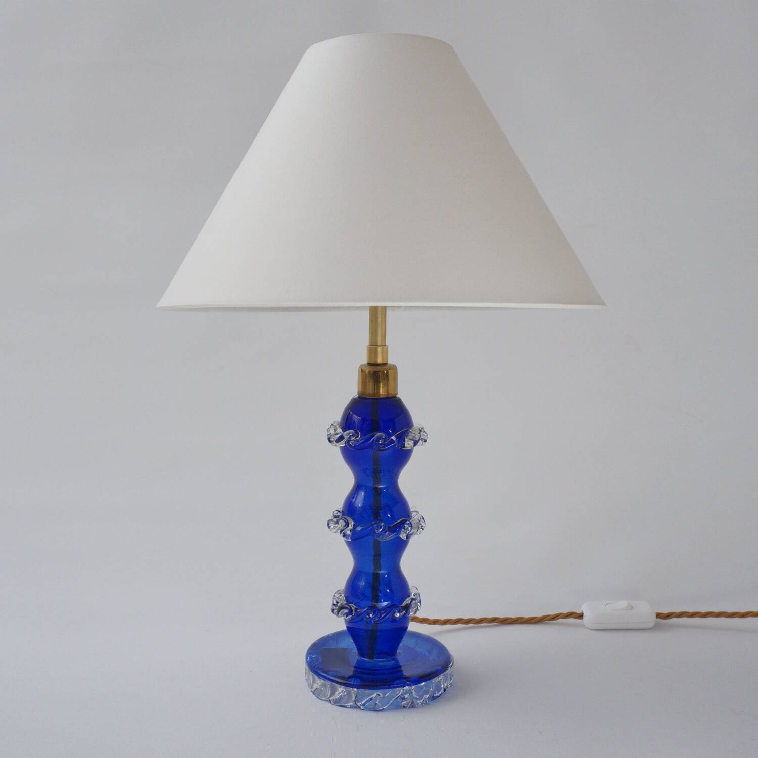 Murano glass lamp handblown blue crystal Barovier & Toso style 1920's Italy