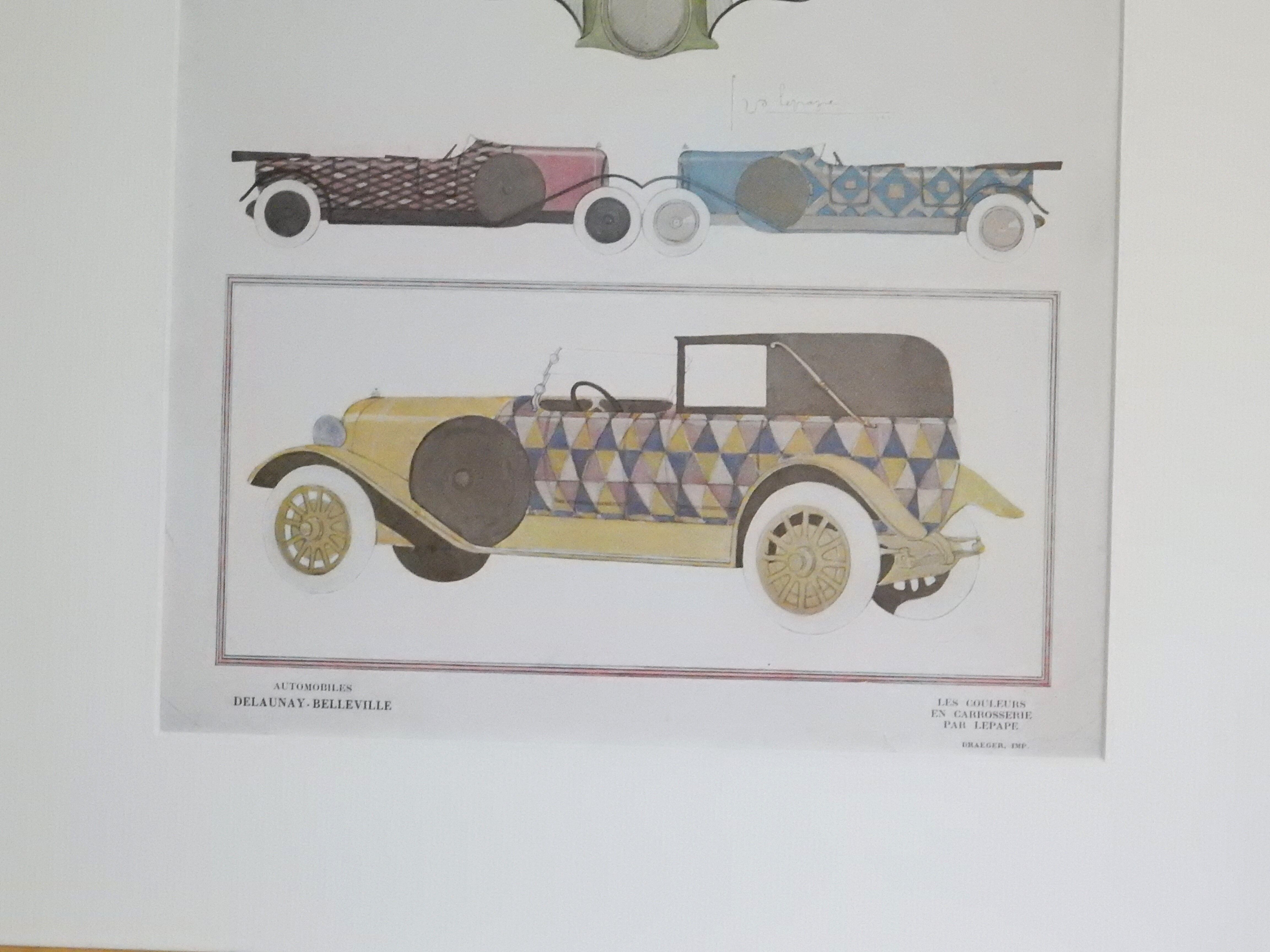 Art Deco illustration luxury car Delaunay Belleville by Lepape in 1924