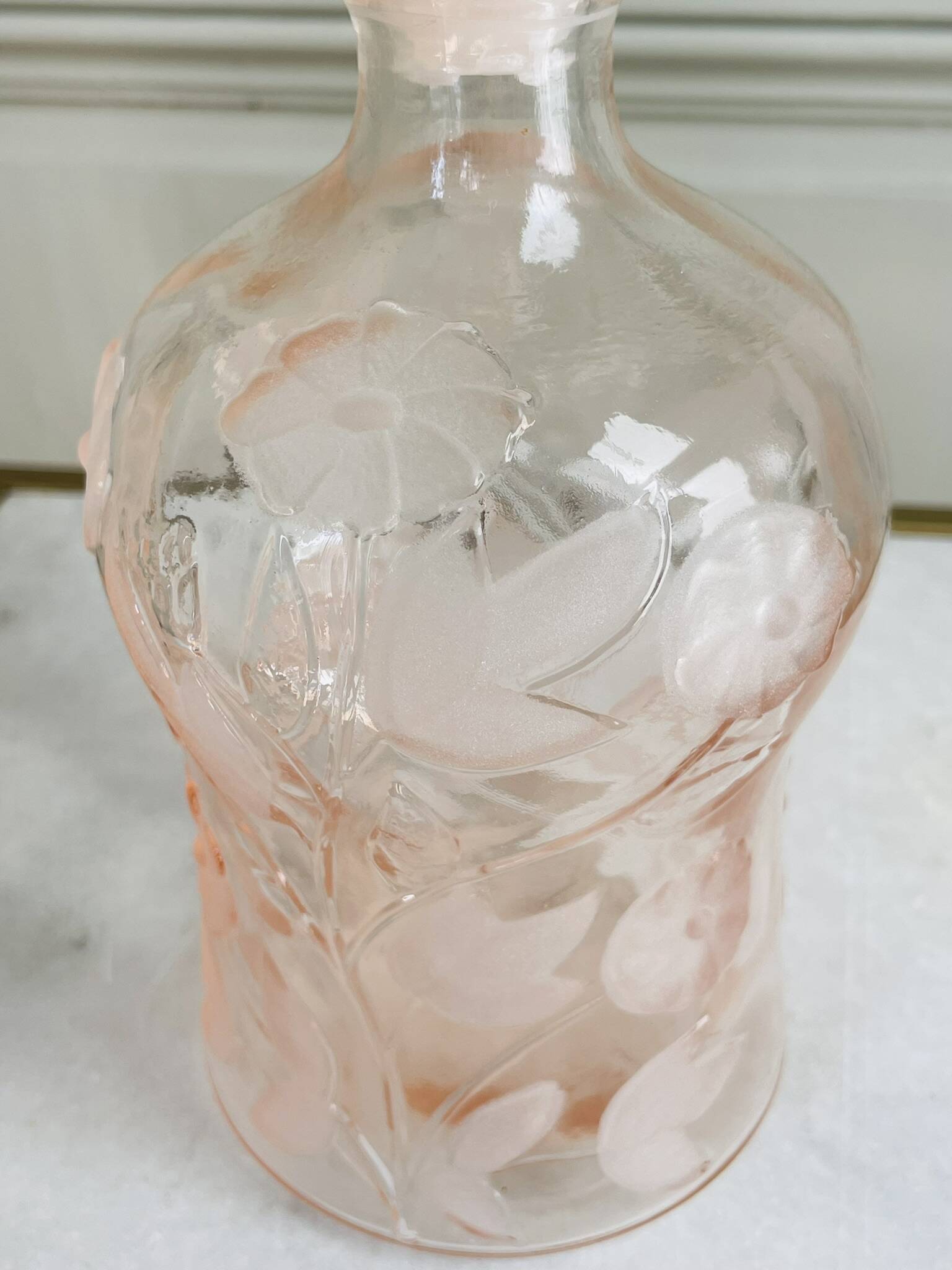 Pink glass carafe