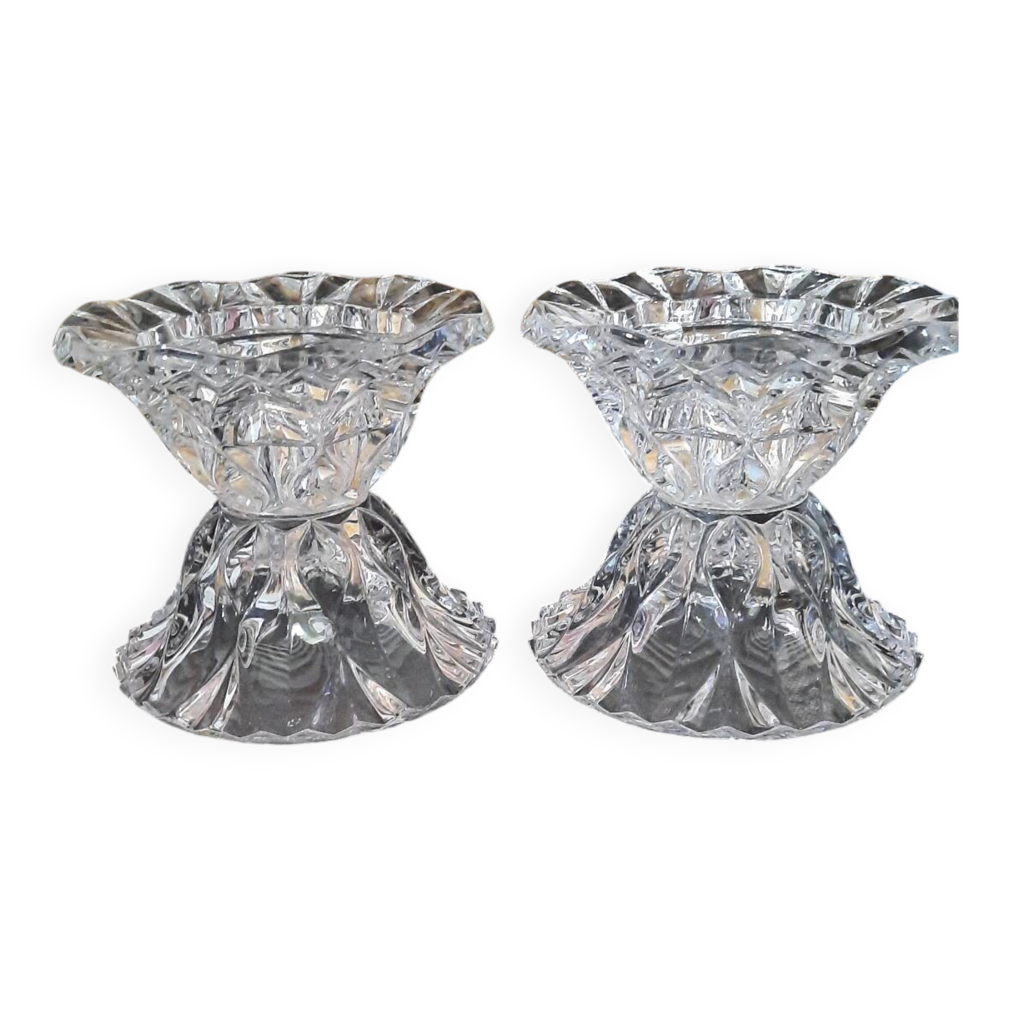 Pair of antique Arques crystal candlesticks