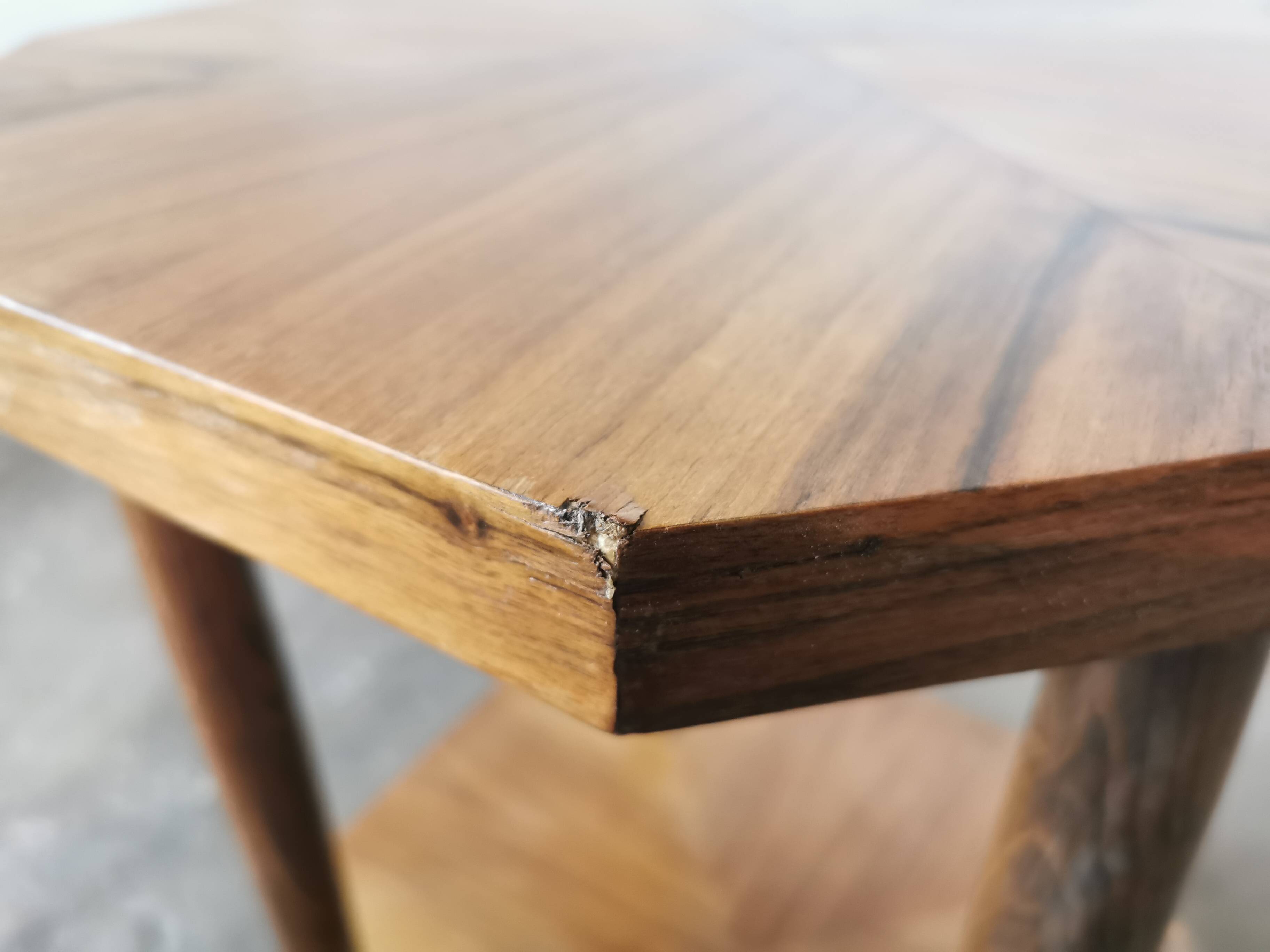 Art deco style serving table in walnut veneer