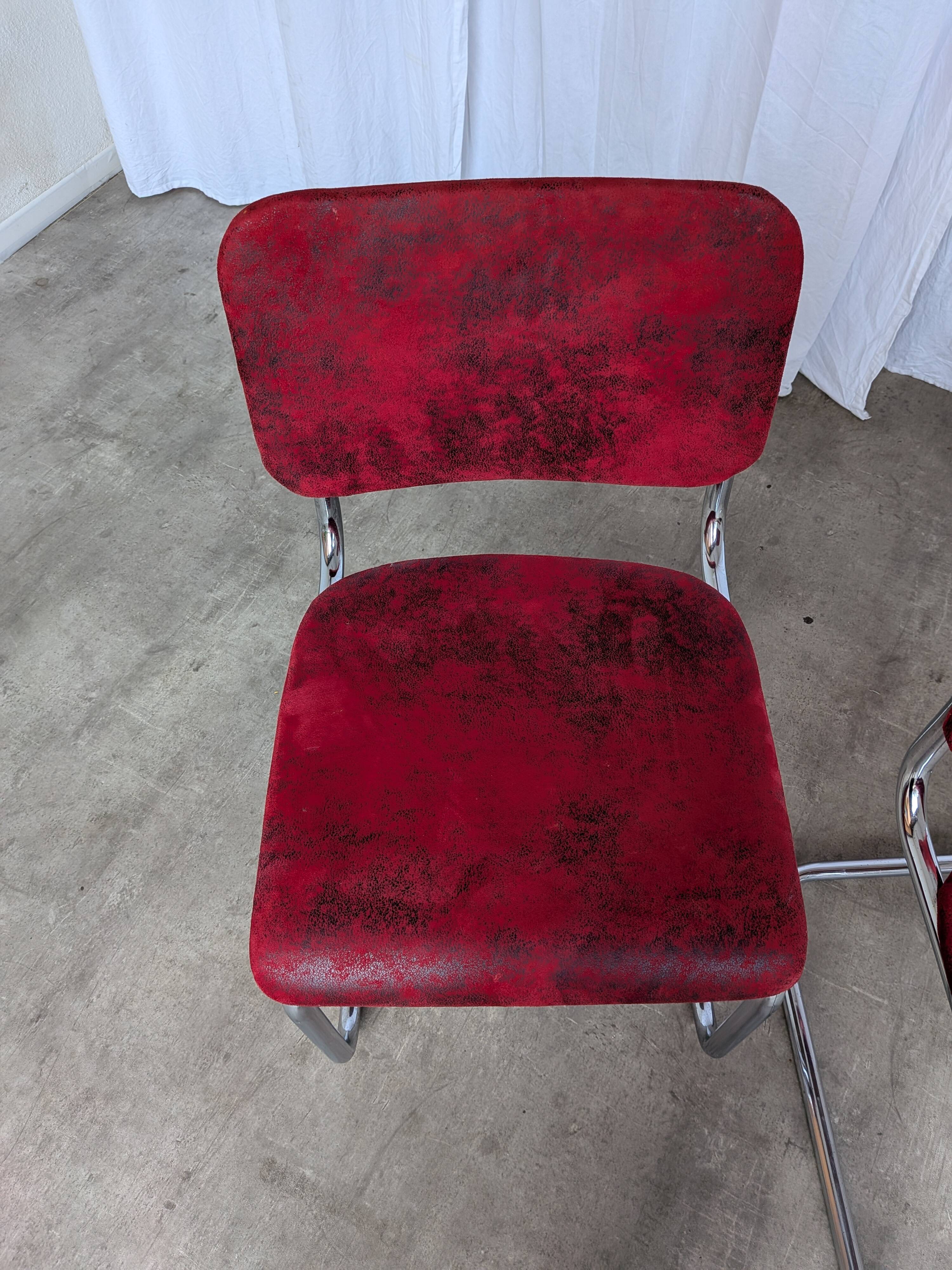 Cesca Style Dining Chair: Red Fabric, Tubular Frame, 1970s ( 2 in stock)