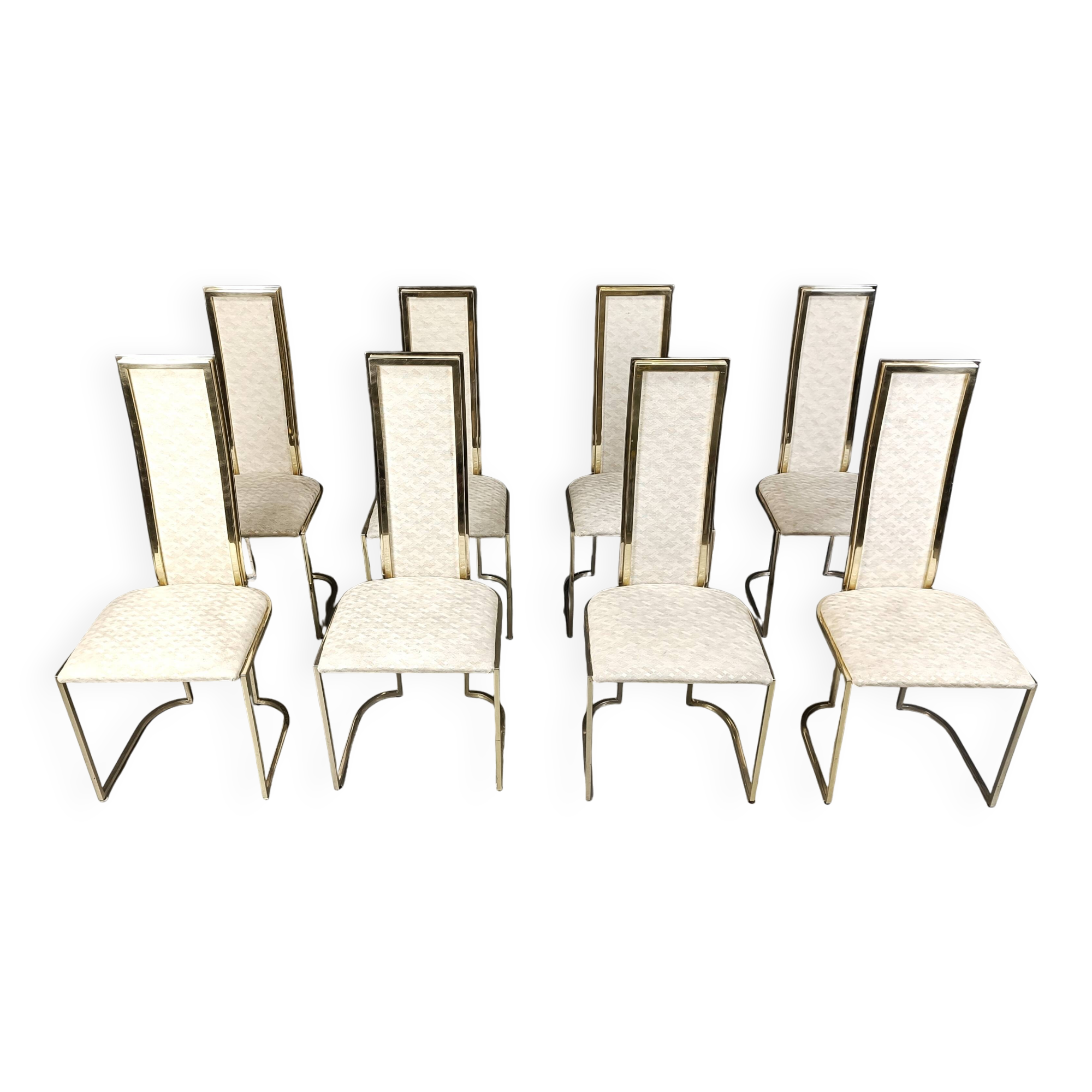 Vintage brass dining chairs by Belgo chrom, 1970s - set of 8