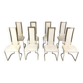 Chaises de salle à manger vintage en laiton par Belgo chrom, années 1970 - lot de 8