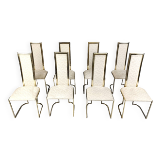 Chaises de salle à manger vintage en laiton par Belgo chrom, années 1970 - lot de 8