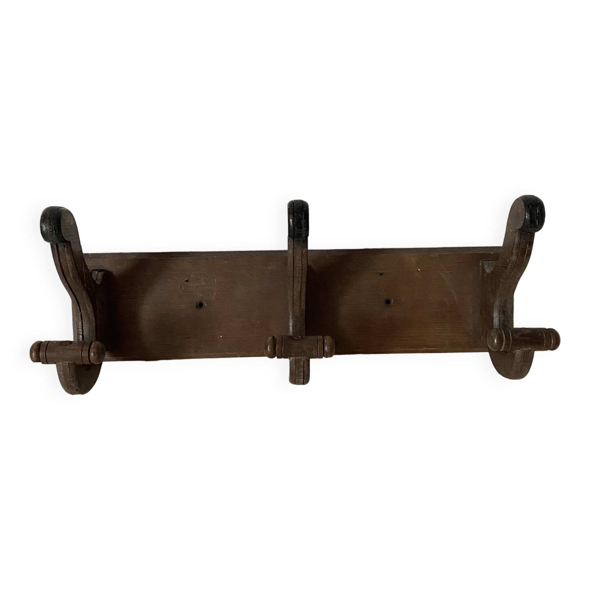 Wooden wall-mounted coat rack with 3 hooks