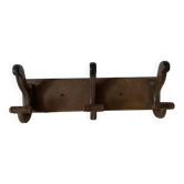 Wooden wall-mounted coat rack with 3 hooks