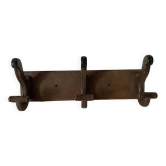 Wooden wall-mounted coat rack with 3 hooks