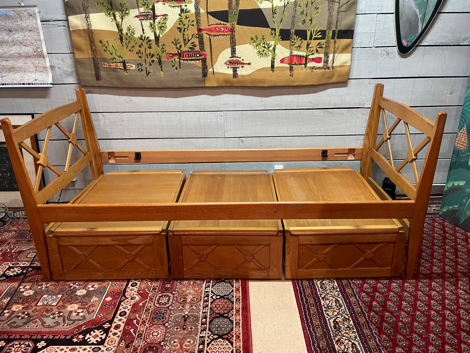 Daybed with vintage box spring, 59/60 cm thick