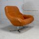 Sofa "space age". Leather, fiberglass, foam, steel. Circa 1970. Orange.