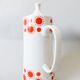 Vintage  Porcelain Coffee Pot: 1970s Red Sunny Pattern