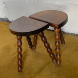 Duo of tripod half-moon stools