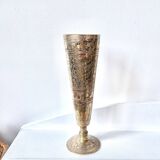 Engraved brass vase