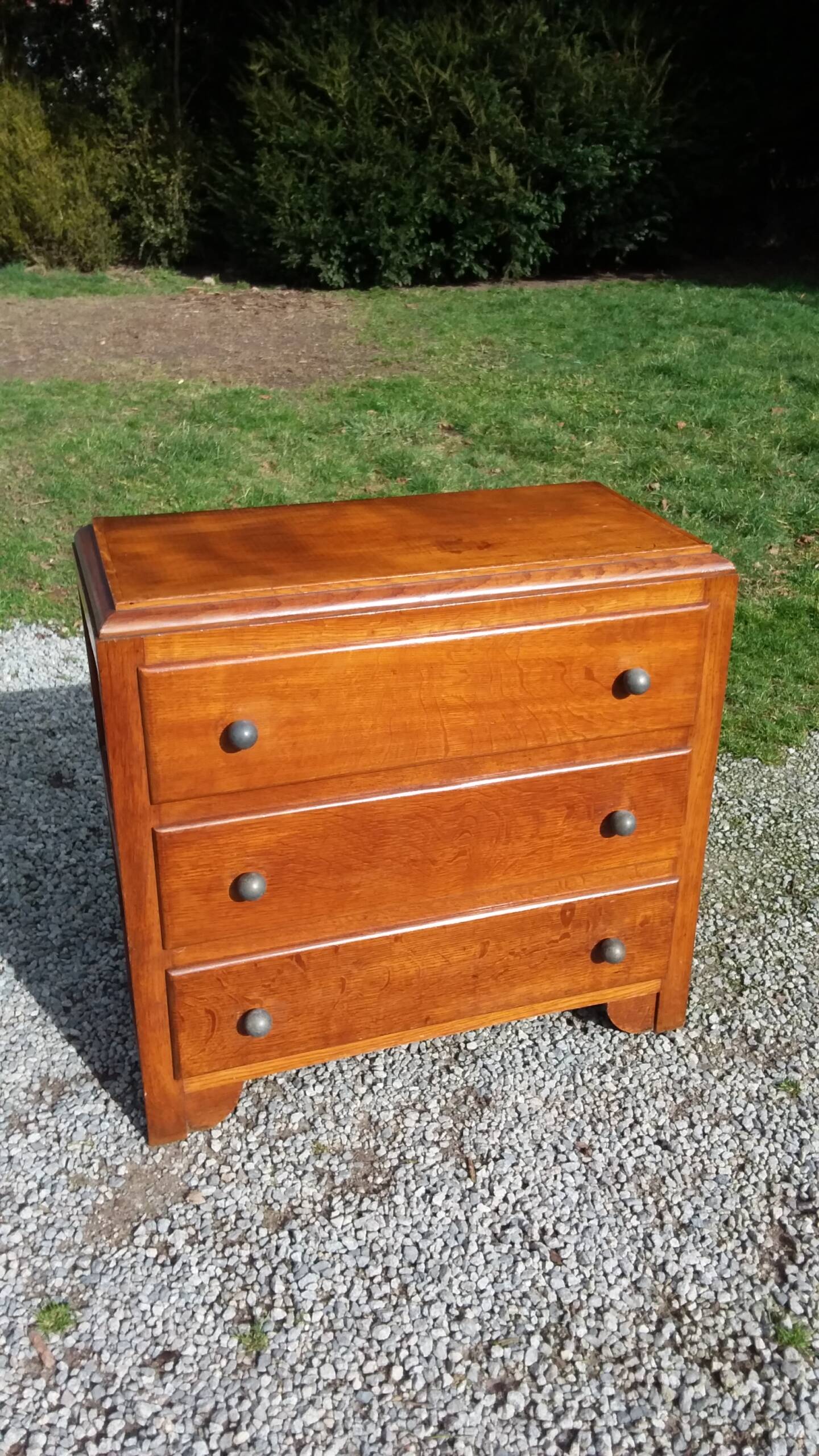 Vintage 3-drawer golden oak chest of drawers from the 50s