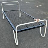 Lit internat, style Hitier, métal tubulaire, vintage, années 50