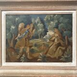 Tableau hsp "l'annonce faire à marie" maurice rocher (1918-1995) + cadre