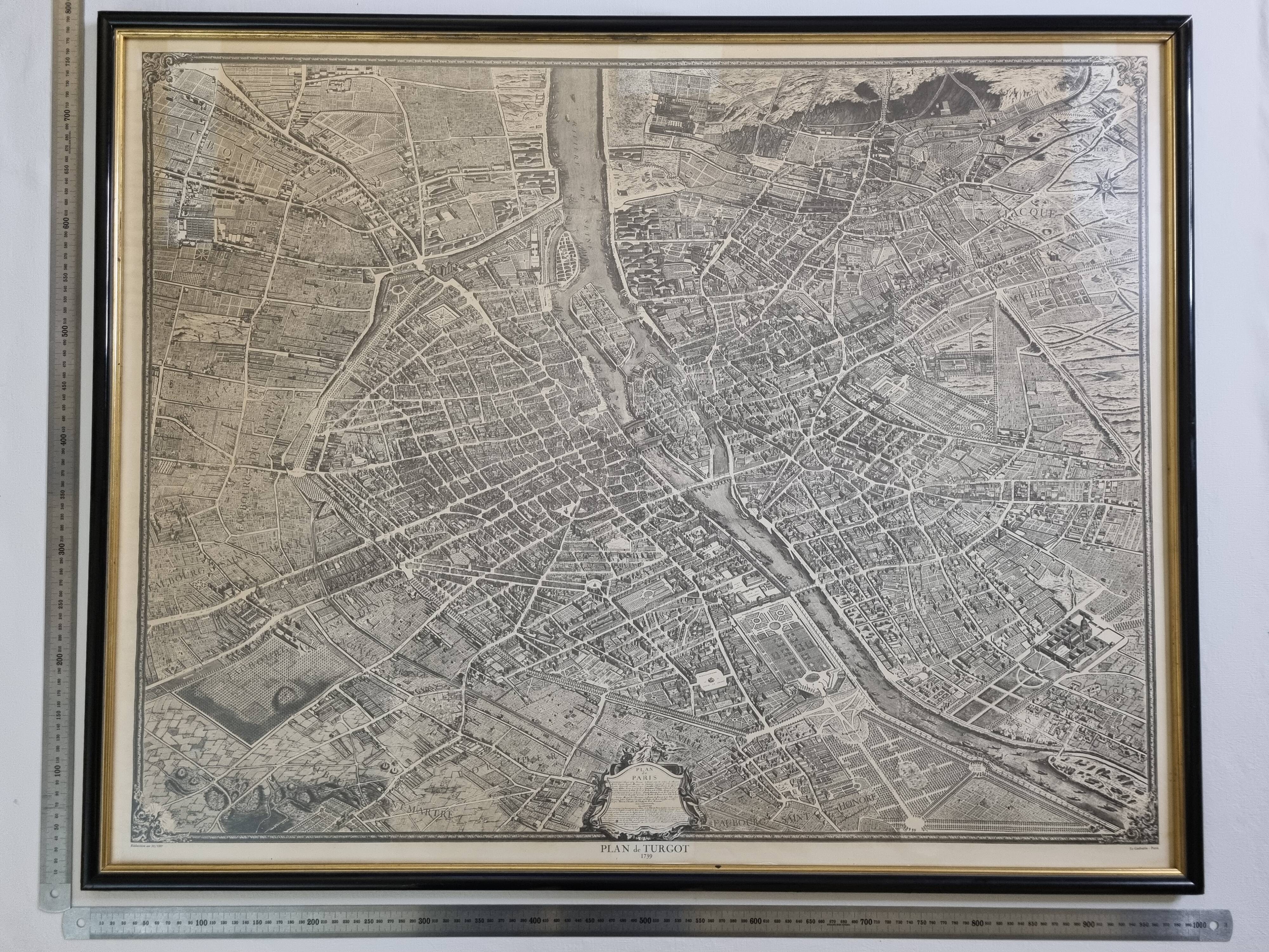 Turgot Plan 1739 – Vintage reproduction framed 100 x 80 cm with glass