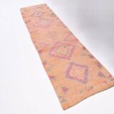 Peach & Pink Hallway Vintage Runner Rug, 84x310Cm