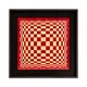 Pair of panels in red and gold straw marquetry. Contemporary.
