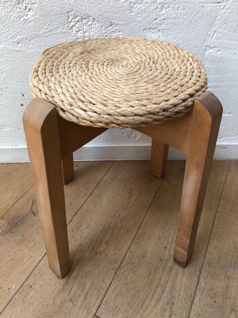 Wooden and rope stool