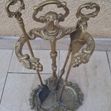 Bronze fireplace tool set