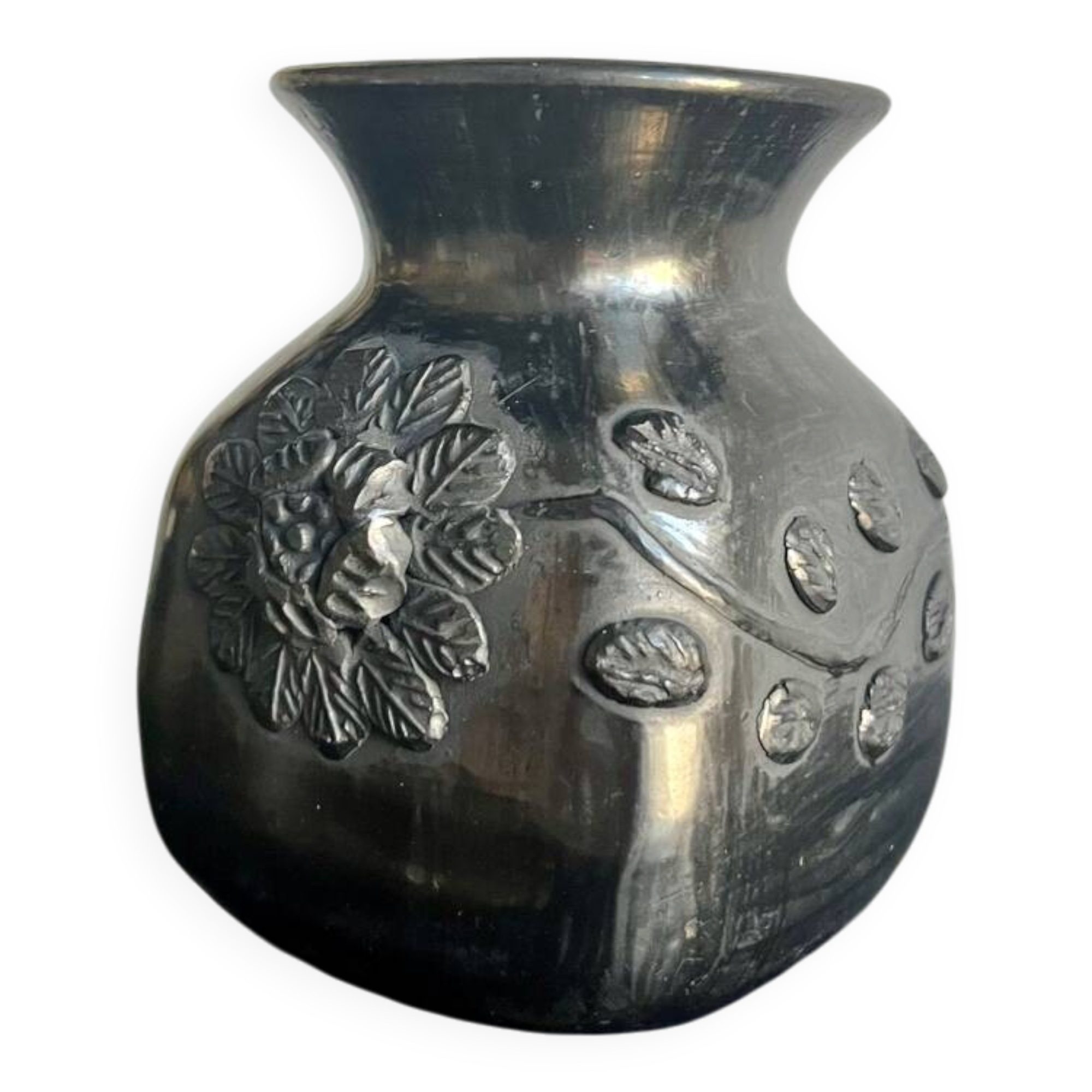Mexican artisanal vase - Dona Rosa - Black Clay Oaxaca