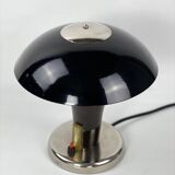 Vintage Bauhaus bedside lamp in brown bakelite and chrome, 1930s