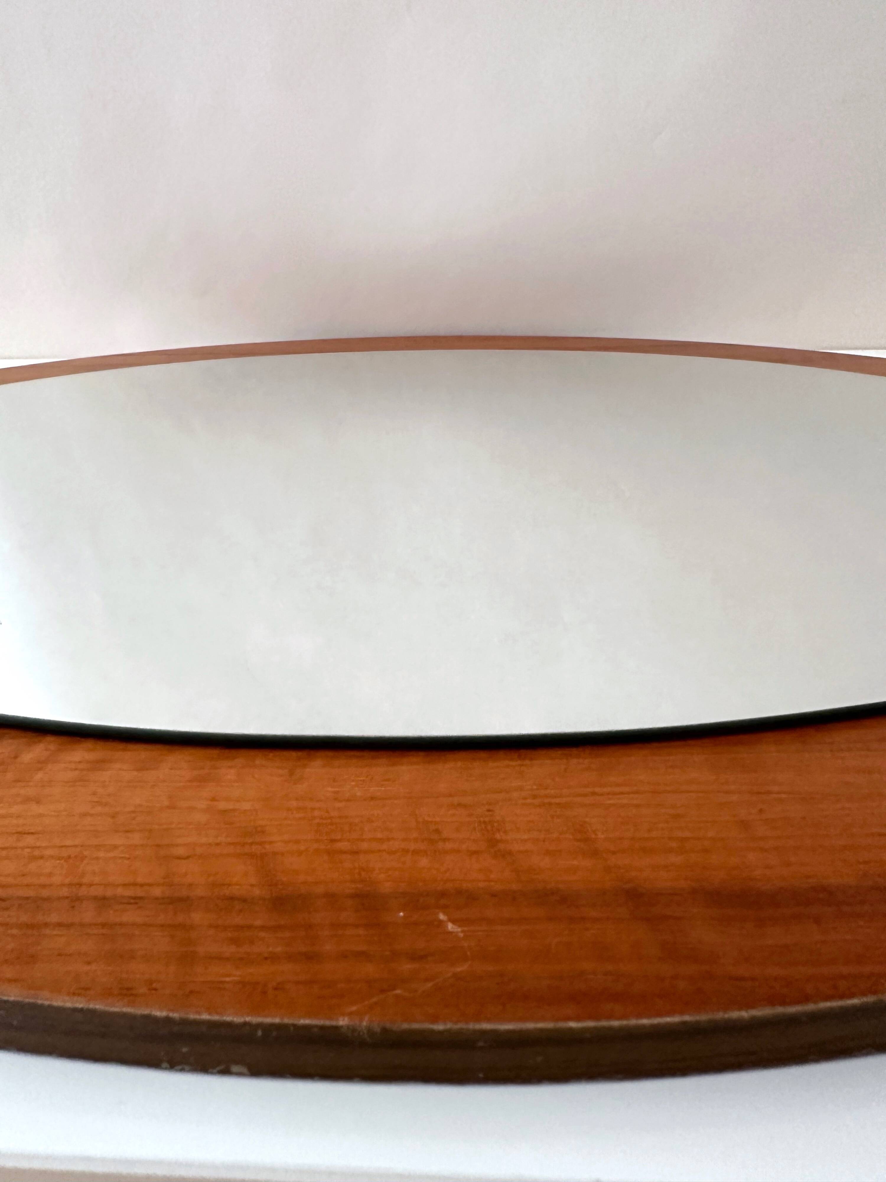 Mid-century wall mirror, oval mirror, Scandinavian design