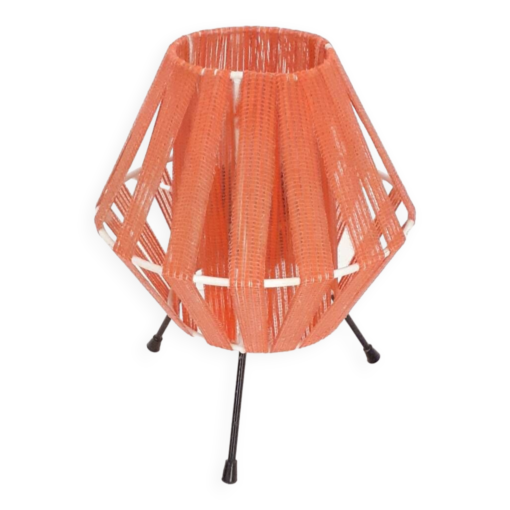 Tripod lamp in metal and red acrylic ribbon, 1950s-1960s