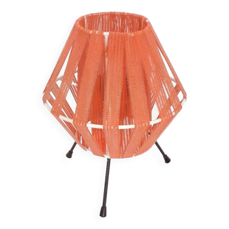 Tripod lamp in metal and red acrylic ribbon, 1950s-1960s