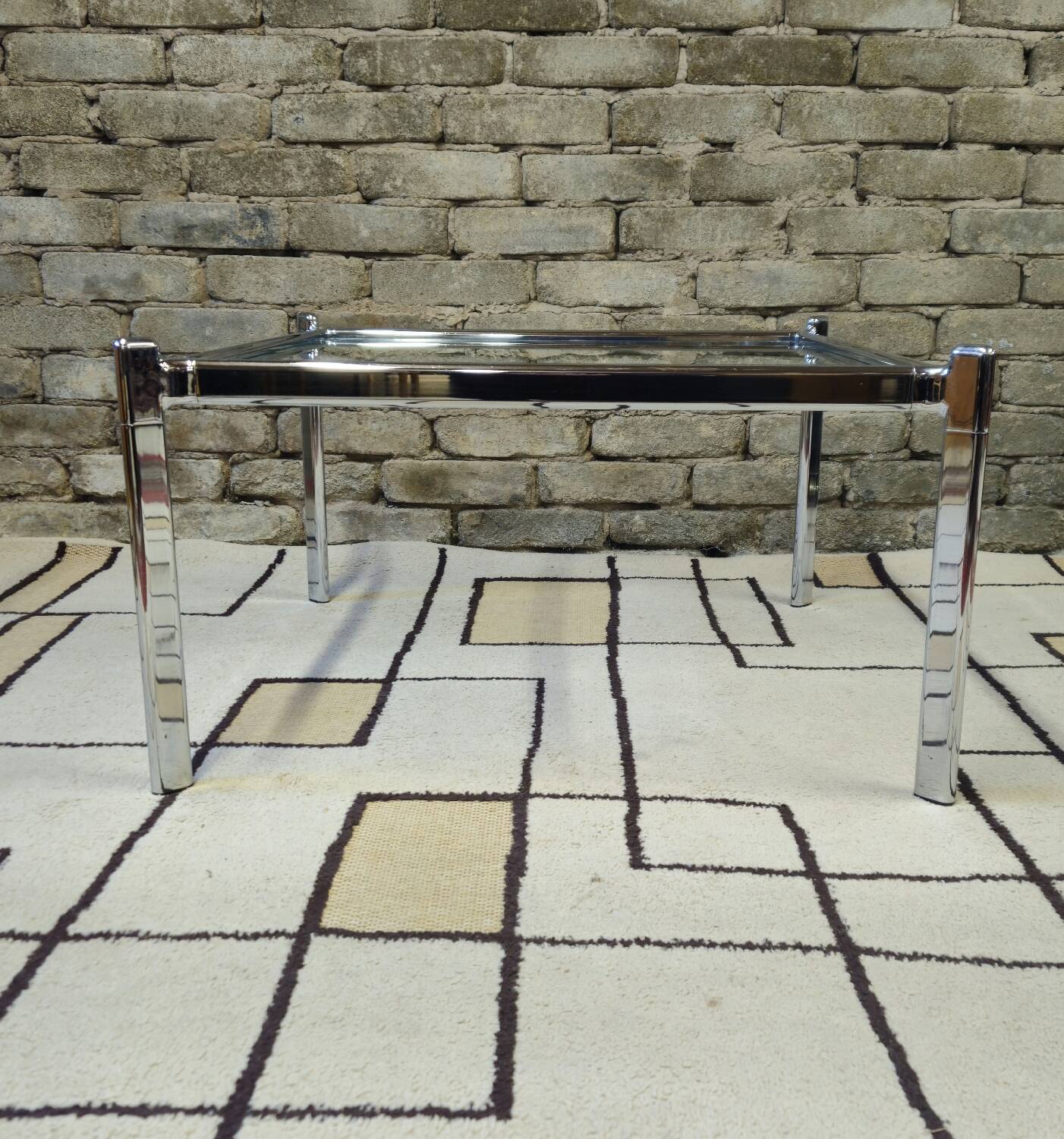 Chrome and glass coffee table, 1970