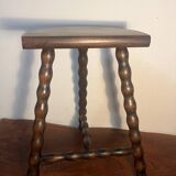 Solid wood tripod stool with turned legs