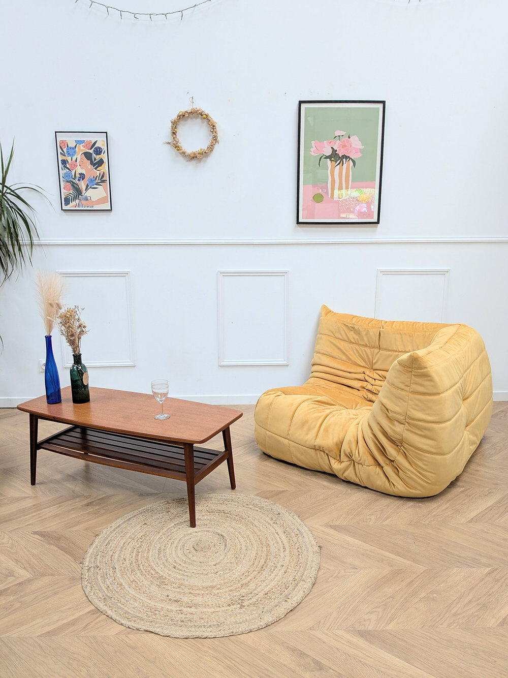 Vintage yellow angle Togo by Michel Ducaroy