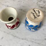 Duo of Henriot Quimper cockroaches hand-painted 60s